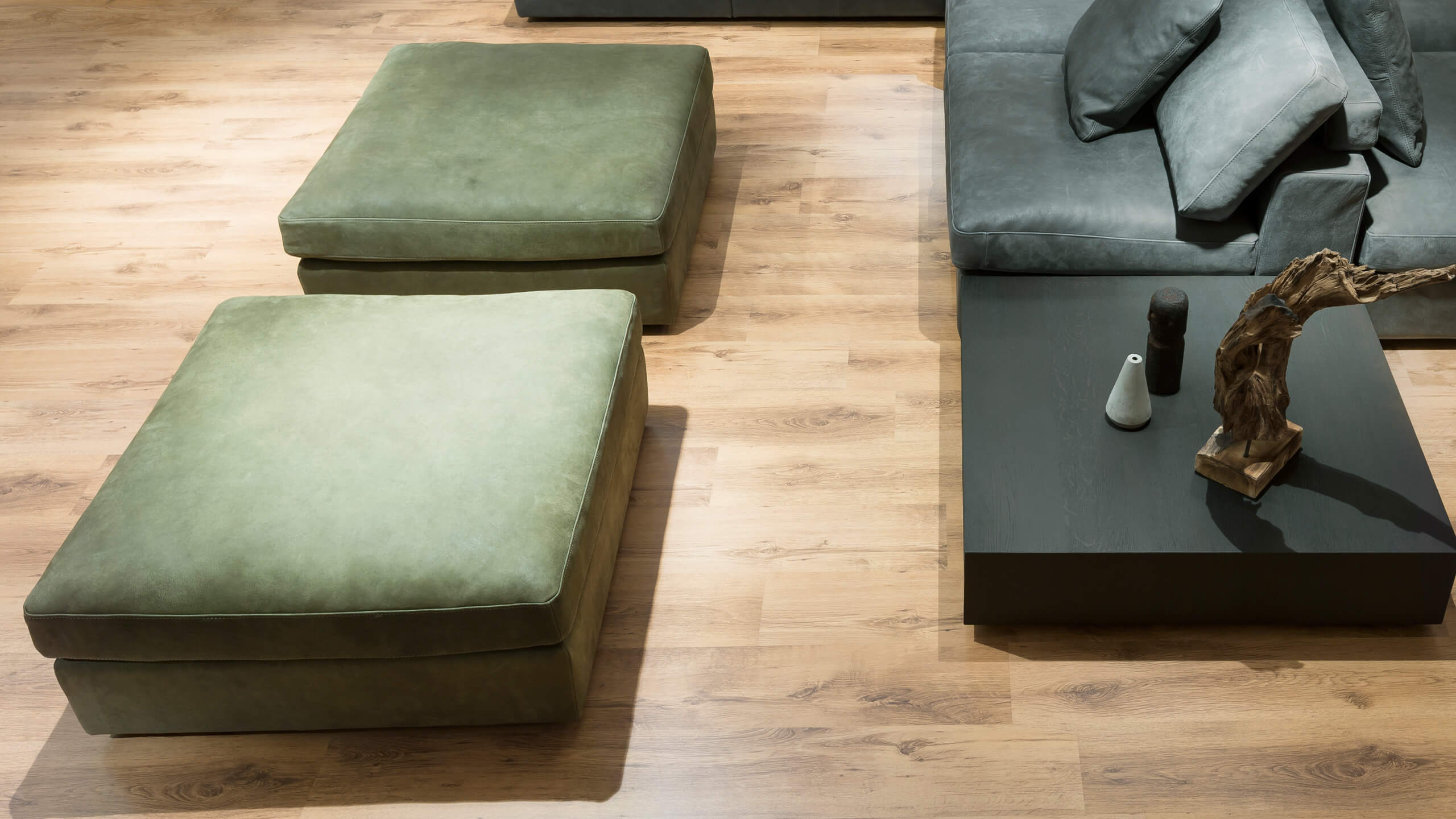 Hocker 90x90 cm Dakota Hocker 90x90 Nubukleder grün