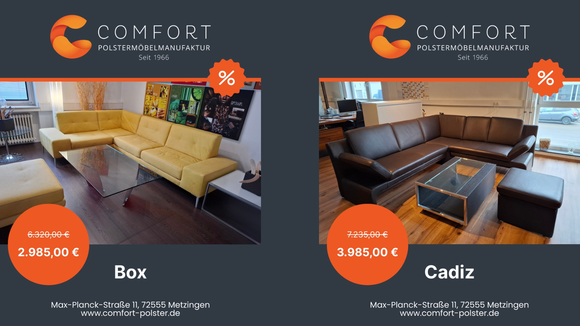 Sale Modelle Box und Cadiz