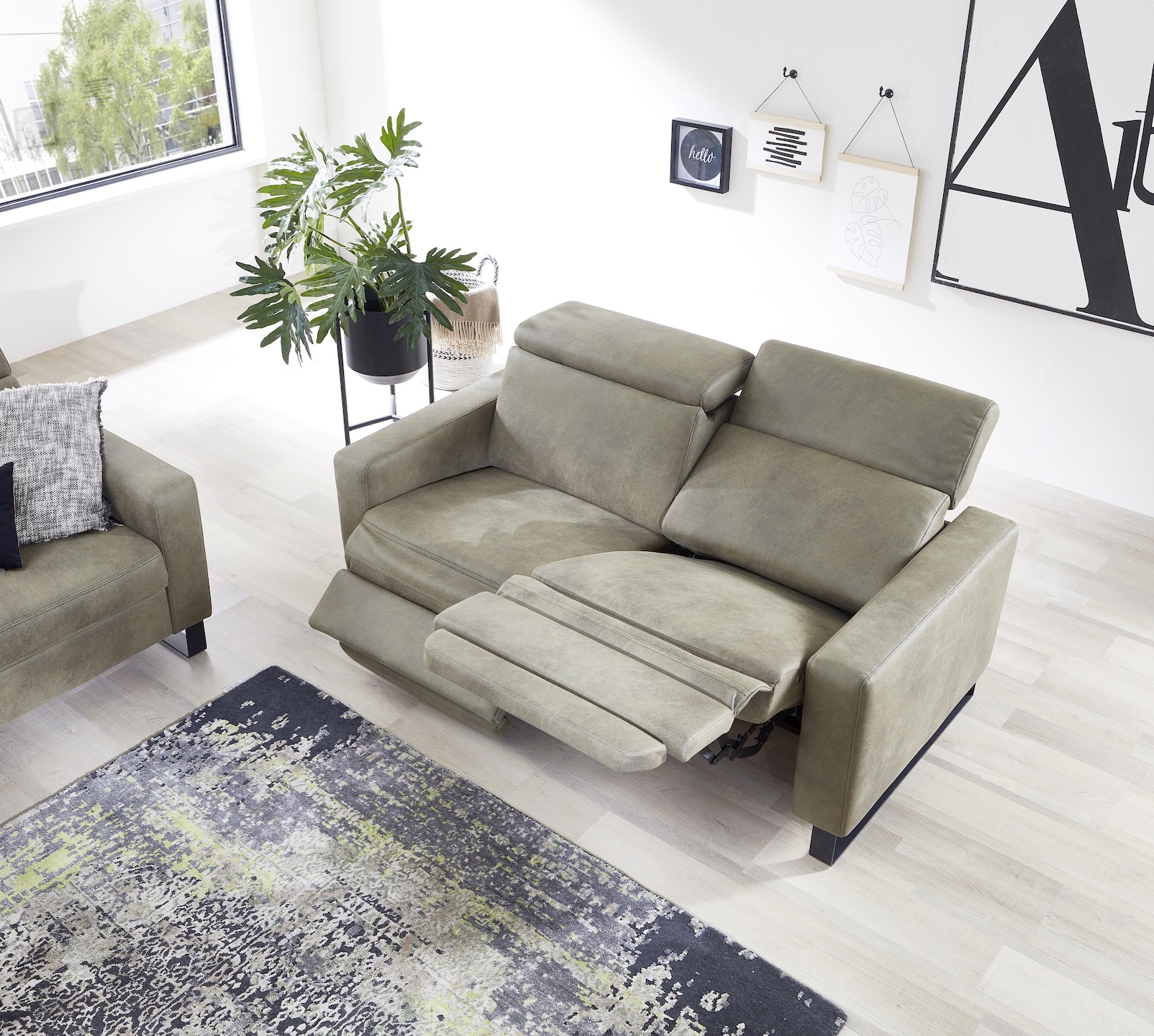 Relaxsofa Arosa grün einseitige Funktion