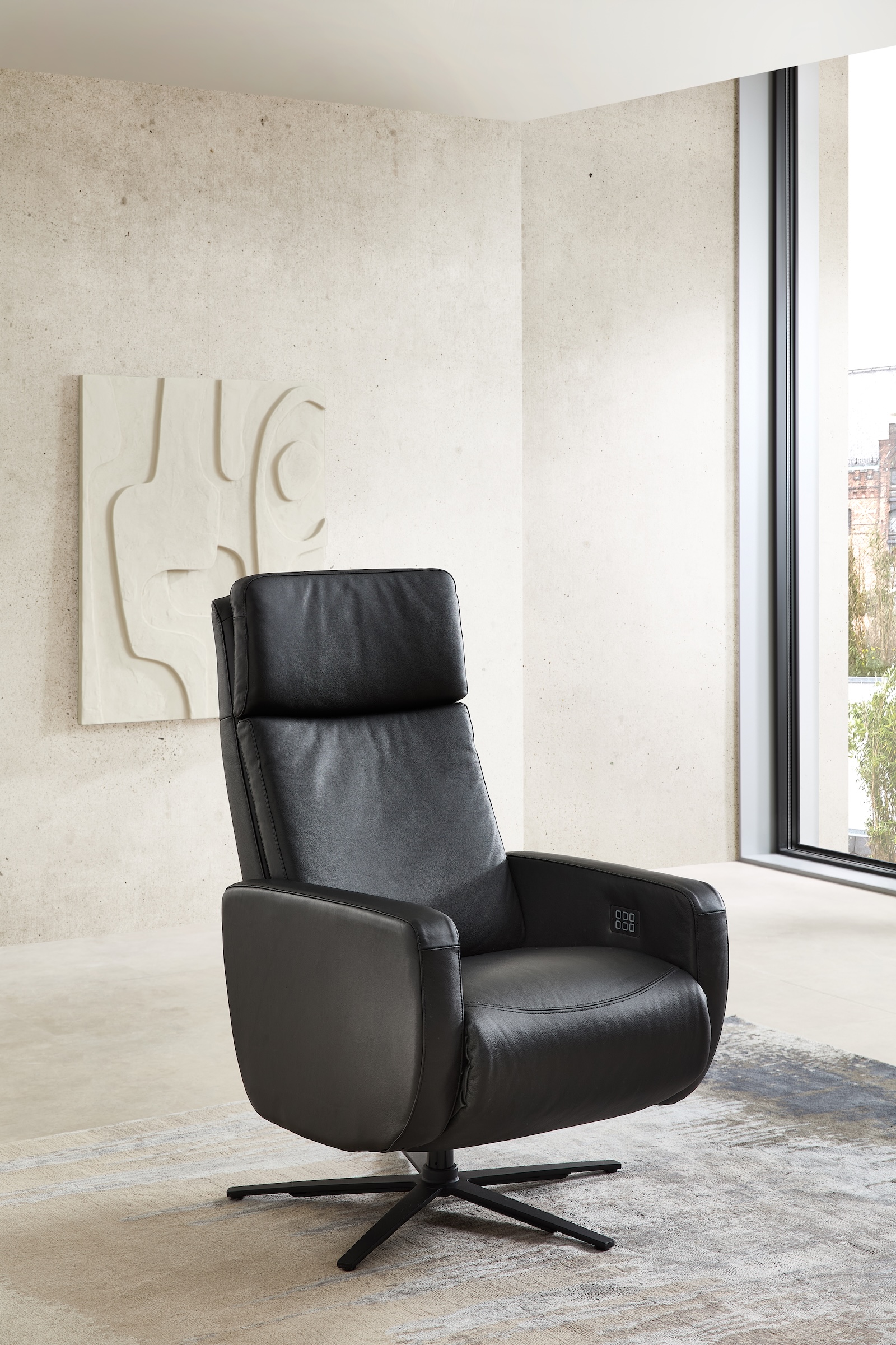 Davos Relaxsessel Bezug Leder schwarz